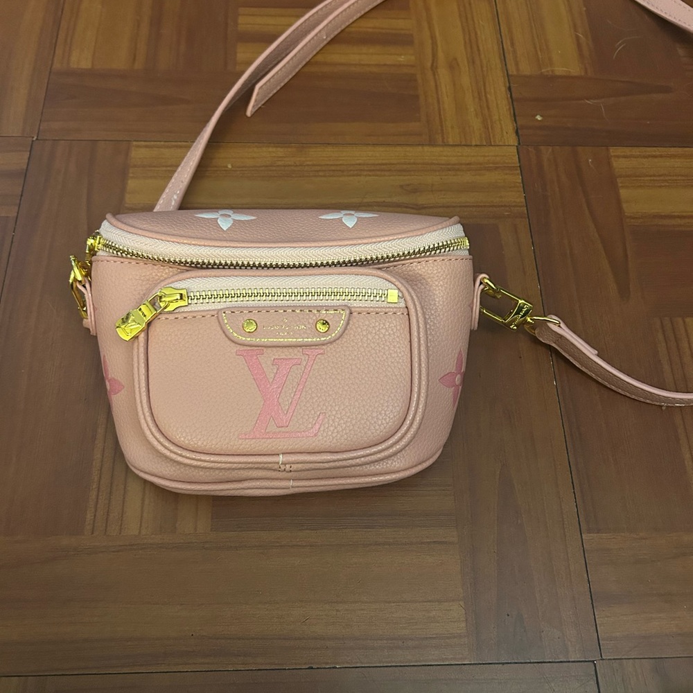 Light Pink Crossbody Bag with Gold Accents